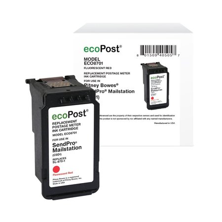 CIG ecoPost Remanufactured Postage Meter Red Ink Cartridge for Pitney Bowes SL-870-1 ECO8701